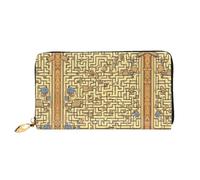Erwqavc Cartera larga con estampado de laberinto del tesoro para mujeres y hombres, cartera plegable de cuero, monedero de viaje, bolsillo para monedas
