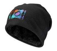 Erwqavc Gorro cálido con estampado espacial de ocho dimensiones para hombres y mujeres, gorro de punto grueso, sombrero de invierno a la moda, para clima frío al aire libre, color negro, Negro, Talla