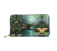 Erwqavc Little Bridge in The East - Cartera larga con estampado para mujeres y hombres, cartera plegable de cuero, monedero de viaje, bolsillo para monedas