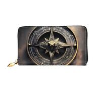 Erwqavc Magical Design - Cartera larga con estampado de brújula de runas nórdicas para mujeres y hombres, cartera plegable de cuero, monedero de viaje, bolsillo para monedas