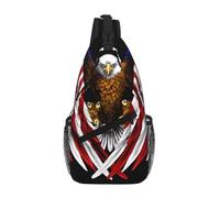 Erwqavc Mochila cruzada unisex con estampado de águila patriótica y bandera de Estados Unidos, múltiples bolsillos, para senderismo, viajes