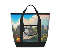 Erwqavc Outside The Castle Gate - Bolsa térmica térmica con estampado de puerta reutilizable, lonchera grande con cremallera superior, para exteriores