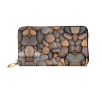 Erwqavc Pebbles in The Beach - Cartera larga con estampado para mujeres y hombres, cartera plegable de cuero, monedero de viaje, bolsillo para monedas