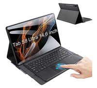 ERY Funda De Teclado para Samsung Galaxy Tab S8 Ultra 14,6" 2022 Modelo SM-X900/X906 Teclado Magnético Desmontable Bluetooth Español Ñ con Panel Táctil, Funda Delgada Y Ligera con Soporte (Negro)