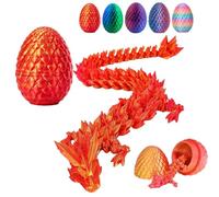 Eryndis Dragón Impreso en 3D en Huevo, Huevo de dragón Impreso en 3D, Misterioso dragón Juguete, Huevo de de Cristal Misterioso Juguetes Sorpresa para (Radiante Rojo)