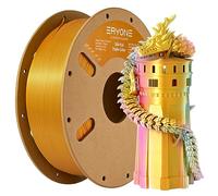 ERYONE Filamento PLA Seda Tricolor, Filamento de Impresora 3D Dicromático de 1,75 mm, +/- 0,03 mm, (Emerald Green & Orange & Gold)