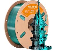 ERYONE Impresora 3D PLA de filamento de doble color de seda 1,75 mm, -0,03 mm, filamento de coextrusión PLA filamento brillante 1 kg (2,2 libras), verde y negro