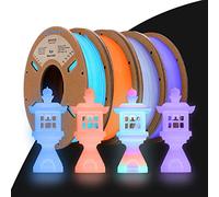 ERYONE PLA Filament 1.75mm,3D Drucker filament bundle,Multi Color Pack 3D Printer Filament PLA +/-0.03mm, 4x250g /Pack,Glow in the Dark PLA, Multicolor/Purple/Orange Red/Blue