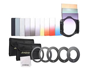ERYUE 13pcs Plaza del color del gradiente del filtro completo Kit Bundle para Cokin P Series con soporte del filtro + anillo adaptador (52mm / 58mm / 62mm / 67mm / 72mm) + bolsa de almacenamiento +,Fi