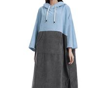 ERYUE Albornoz Cambiante de Microfibra Poncho de Toalla Baño Secado Rápido para Hombres y Mujeres Capucha Gran Tamaño Adecuado para Surfear Buceo Gris Carbón + Tibetano Material Poliéster Fibra (#3)