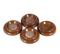 Eryue Caster Cups 4pcs/ Establezca Tazas de Polvo de Piano Vertical Acrílico Redondo con Patrón de Madera y Alfombra Anti-Slip Eva