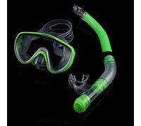 ERYUE Conjunto de Snorkel de Buceo Vidrio Templado, Cómoda Máscara Silicona para Adultos para Nadar y Bucear, PVC, /Amarillo/Negro/Verde (#4)