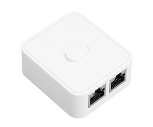 ERYUE Conmutador de Red Gigabit de 2 Puertos, Adaptador Divisor Ethernet RJ45 1000Mbps 2 En 1 Salida 1 Entrada 2 Salida, Conmutador Extensor PoE para Cat 5 6 7, Material ABS Pequeño y