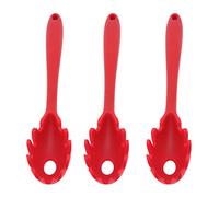 ERYUE Cuchara de Espagueti de Silicona 3 Piezas, Cuchara y Tenedor para Pasta Fáciles Limpiar para Sartenes Antiadherentes, Fideos Espagueti Resistente Al Calor, Utensilios Cocina (Rojo)