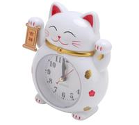 ERYUE Cute Cartoon Cat Clock Reloj de Escritorio de Plástico Preciso con Diseño Gato la Suerte para Viajes, Dormitorio, Sala Estar, 4,92 X 4,53 X 1,77 Pulgadas (YF2025B)