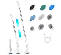 ERYUE Depurador Giratorio Eléctrico, Limpiador de Baño Eficiente, Aborda Potentemente las Manchas con 9 Cabezales de Cepillo para el Hogar, Cocina, Coche, Resistente Al Agua IPX5 (Blanco)