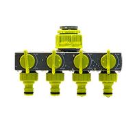 ERYUE Distribuidor de Agua Divisor HPIPE HPIPE de 4 Vías Distribuidor Agua Spplitters Htor con 4 Interruptor Indivión para Sistemas Riego Grifo Al Aire Libre