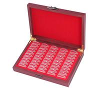 ERYUE Exquisita Caja para Monedas de Color Rojo Oscuro con Funda Protectora Transparente para Colección de Monedas