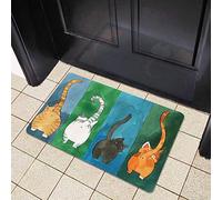 ERYUE Felpudo de Bienvenida con Patrón de Gato Antideslizante, Alfombra para Entrada Interior y Exterior, Material Poliéster Goma Duradero para Decoración del Hogar (45 * 70cm)