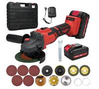 ERYUE Grinder de ángulo Inalámbrico de 21V Motor sin Cepillo de 9000 Rpm Herramientas Eléctricas de Batería de Litio con Cargador, Manija Ajustable para (Enchufe de la UE)