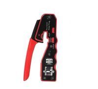 ERYUE Herramienta de Engarzado de Paso RJ45 Hoja Duradera para Cable Cat5e Cat6 Cat6a para Trabajadores Profesionales Instalación Redes Kit ABS Rojo con 100 Conectores Chapados en Oro y 100 Botas