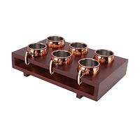 ERYUE Juego de 6 Tazas de Mula Moscú Resistentes a la Corrosión Taza Cóctel con Aislamiento Térmico Fácil Limpiar para Bar, Hotel, Restaurante Estante Madera Acero Inoxidable