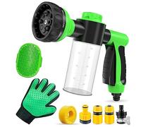 ERYUE Juego de Herramientas para Baño de Mascotas, Rociador 8 en 1 con 4 Boquillas para Limpieza a Alta Presión, Accesorio Manguera Lavado Perros Uso Multiuso, Pistola Agua Baño Perros y Lavado