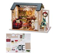 ERYUE Kit de Bricolaje de Juguete Casa Madera con Luz LED, Modelo Casa Artesanal Estilo Retro Americano, Ejercicio Habilidades Prácticas para Niños, Regalo Ideal para Amigos, 451 G