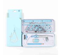 ERYUE Kit de Geometría Matemática, Juego Práctico para Estudiantes, Profesores, Incluye Reglas, Transportador, Brújula, Borrador de Lápiz para la Escuela, Oficina, Hogar, Azul/rosa (Azul)