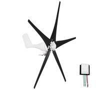 ERYUE Kit de Turbina Aerogeneradora Eficiente, 400W, 12V, 5/6 Aspas para Puestos de Avanzada Energía Renovable, Hoja Negra, Cuerpo Blanco (5 cuchillas)