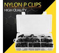 ERYUE Kit Surtido de Abrazaderas P Clips Duraderos de Nailon Negro, 200 Uds., para Cable Alambre, Tubo, Caja Almacenamiento Incluida