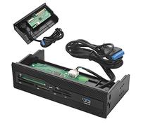 ERYUE Lector de Tarjetas Interno para PC USB 3.0, Lector de Tarjetas Panel Frontal USB 3.0 con M2 SD MS, CF TF, Ranuras para Chapadas en Cobre