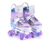 ERYUE Lindos Patines de Ruedas con Luz Ajustable para Niñas Principiantes, Patines Brillantes de 4 Tamaños para Niños con Ruedas LED, PP, Material PU Niños (L)