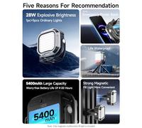 ERYUE Luz de Vídeo LED Magnética CRI≥95 Luz de Cámara Regulable Batería 5400 MAh para Imágenes Grabación Vídeo Montaje en Trípode para Creadores Contenido