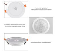 ERYUE Luz LED Empotrable de Techo Lámpara Empotrable con Sensor de Cuerpo Humano Premium para Interiores del Hogar, Resistente y bajo Consumo para Pasillos, Balcones, etc. (Blanco frío)