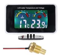 ERYUE Meter Thermometer,Pantalla LCD para coche Medidor de temperatura del agua Termómetro Voltímetro Medidor 2in1 Medidor de temperatura y voltaje 1/8 Sensor de rosca de 10 mm,Meter Thermometer