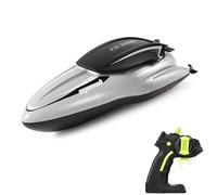 ERYUE Mini Barco con Control Remoto, Lancha Rápida Impermeable de Alta Velocidad con Control de Largo Alcance, Juguete Ideal para Niños y Adultos, 2 Baterías Recargables (Gris #-1)