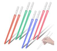ERYUE Palillos de Sable de Luz Coloridos 4 Pares Palillos Reutilizables Portátiles con Luz LED que Cambian 9 Colores para Fiestas y Festivales ABS Transparente Apto para Lavavajillas Comida China (4