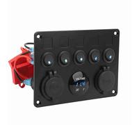 ERYUE Panel de Interruptor Basculante Impermeable de 5 Bandas con Retroiluminación LED, Protección Circuito y Puertos USB Duales, para Camión Remolque, Barco Marino, RV, Amplia Aplicación para la