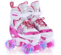 ERYUE Patines de Ruedas para Niñas con Ruedas Luminosas LED, 4 Tamaños, Colores Brillantes Ajustables, Ejercicio de Coordinación, Niñas, Niños (#6)