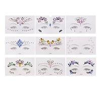 ERYUE Pegatinas Faciales de Bricolaje Juego de Piedras Preciosas Preciosas para Festivales Música Mascaradas 9 Juegos Piedras Lágrimas Arcoíris para Decoraciones Corporales Seguras