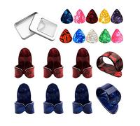Eryue Picks Picks Guitar Kit 10pcs Celculas de Celuloide + 6 Piezas Picks de Dedo + 2 Selecciones de Pulgar + Accesorios de Guitarra de Caja de Almacenamiento para Principiantes