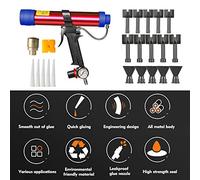 ERYUE Pistola de Pegamento de Vidrio Neumática Ajustable, Herramienta Aplicadora Sellador Goma Aire Duradera para Puerta Automática/motor, Aluminio Rojo