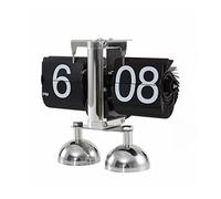 ERYUE Reloj de Giro de Página, Diseño Clásico Vintage, Marco de Acero Inoxidable, Estabilidad de Doble Pie, Grandes Números Transparentes, para la Sala de Estar Decoración del Hogar (Black)