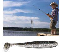 ERYUE Señuelos de Pesca de Plástico Blando, Cebos Gusanos, Cola en T, Ligeros para Accesorios Aparejos Pesca en Negro/Blanco/Naranja/Rosa para 20 Piezas (Negro)