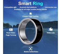 ERYUE Smart BT Ring for App Page Turner, Rango de Desplazamiento, Remoto de la Cámara, Soporte de iOS, Negro, con Control de Voz y Nivel IPX8, 12 Horas de Uso, (No.9-64 mm)