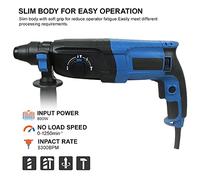 ERYUE Taladro de Martillo Perforador Versátil, 800 W, 7 A, con Cable, Velocidad Variable, Rotomartillo para Hormigón, Incluye 3 Brocas, Cincel Plano, Cincel de Punta y Estuche Transporte para