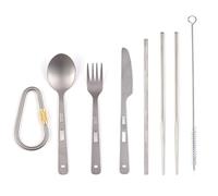 ERYUE Ti Juego de Cubiertos Ligeros Camping Senderismo Spork Cuchara Tenedor Cuchillo Paja para Actividades Al Aire