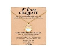 Eryuor Regalos cristianos de feliz graduación, collar religioso de semillas de mostaza, regalos de graduación de 5º y 8º grado para niñas, Acero inoxidable, Sin piedra preciosa