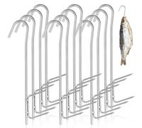 Erzekrim Ganchos para Ahumar Ganchos de Acero Inoxidable para Carne 12 Piezas Gancho Carnicero 21cm Ganchos para Ahumar Pescado, Para Colgar Pescados Ahumados, Carnes, Embutidos, Etc